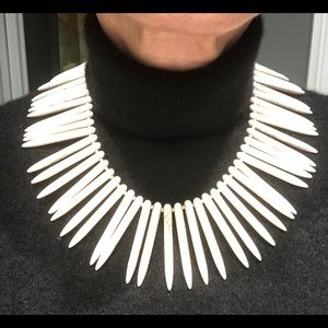 Carved Howlite  bib necklace